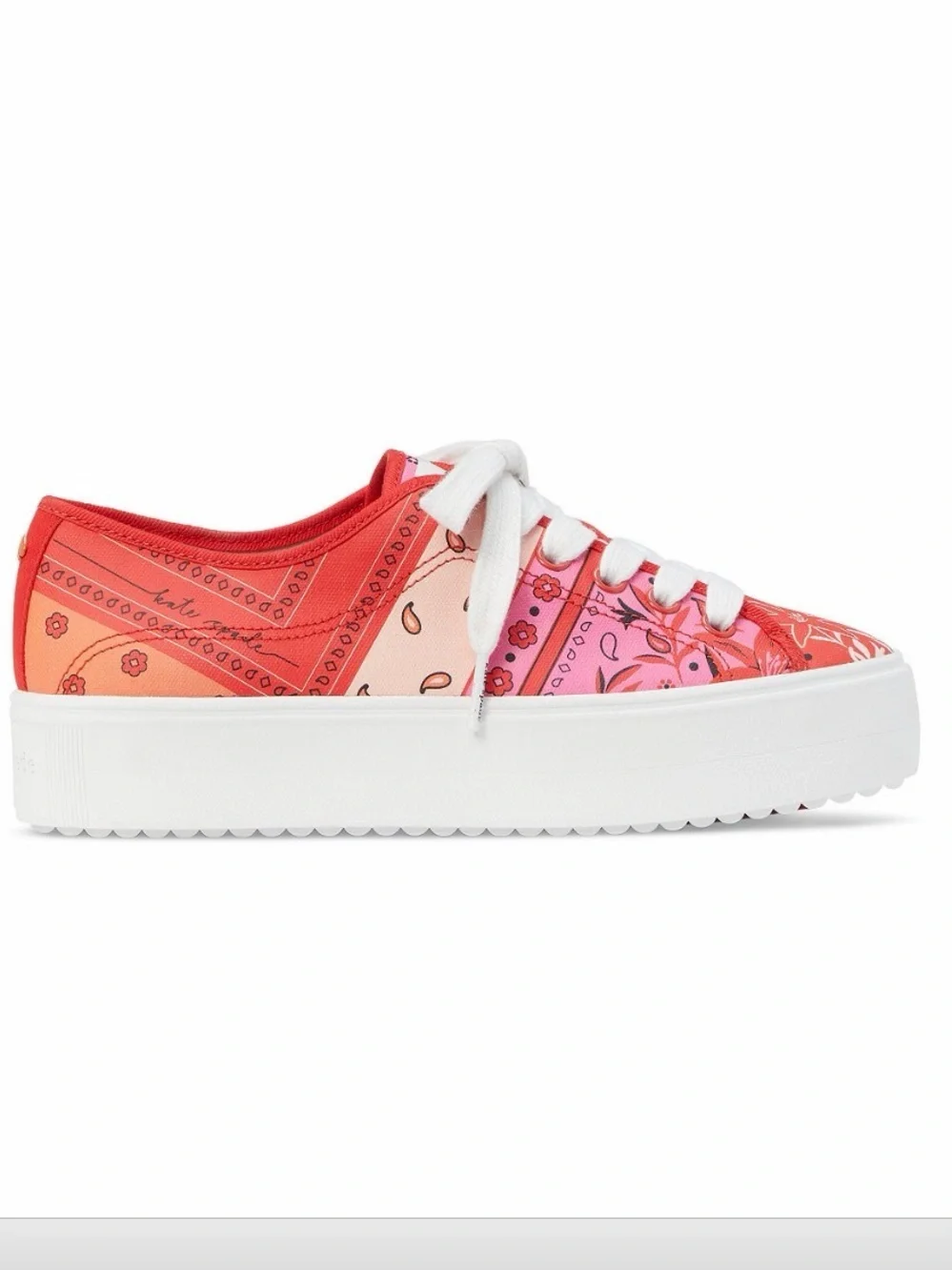 kate spade Pink and Red Bandana-Print Platform Sneakers Size 9 NWT